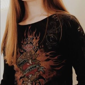 Authentic Harley Davidson bell-sleeved top